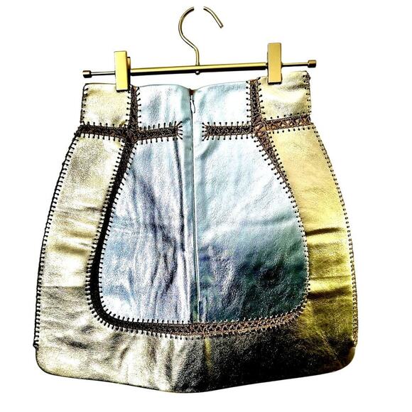 Cynthia Rowley - Mixed Metallic Vegan Leather Skirt - Picture 7 of 10
